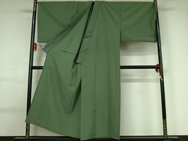 平和屋着物▽男性 色無地 単衣 木賊色 キングサイズ 洗える着物 AABG0963jh