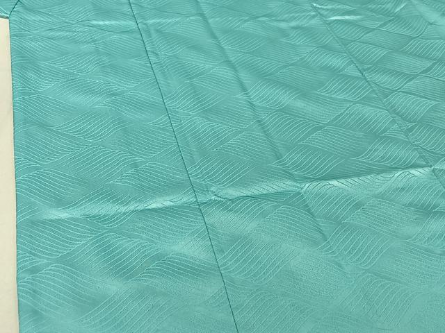 平和屋着物▽男性 色無地 単衣 流水地紋 白群色 洗える着物 AABG0972jh