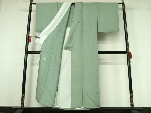 平和屋着物▽上質な色無地 単衣 花唐草地紋 裏葉柳色 ますいわ屋扱い 正絹 逸品 AABG0973jh