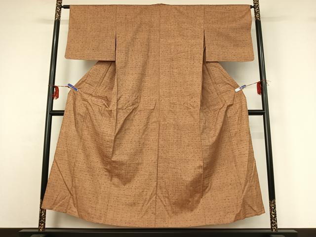 平和屋着物▽上質な紬 単衣 霞文 正絹 逸品 AABG0974jh
