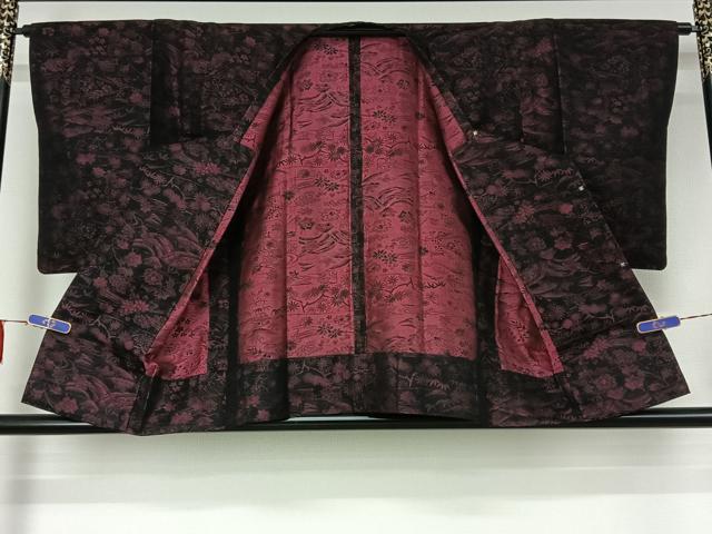 平和屋着物▽道行コート ショール付き スリーシーズン 春夏秋 塵除け 風景流水花文 正絹 逸品 AABG0978jh
