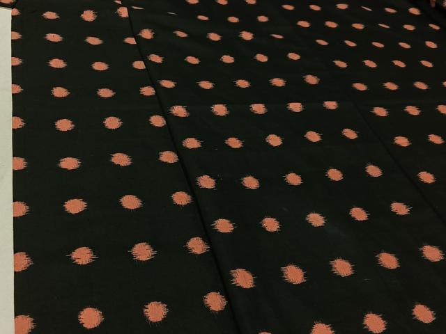 平和屋着物▽上質な紬 単衣 丸文 黒地 正絹 逸品 AABG0981jh