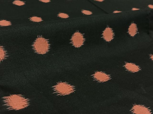 平和屋着物▽上質な紬 単衣 丸文 黒地 正絹 逸品 AABG0981jh