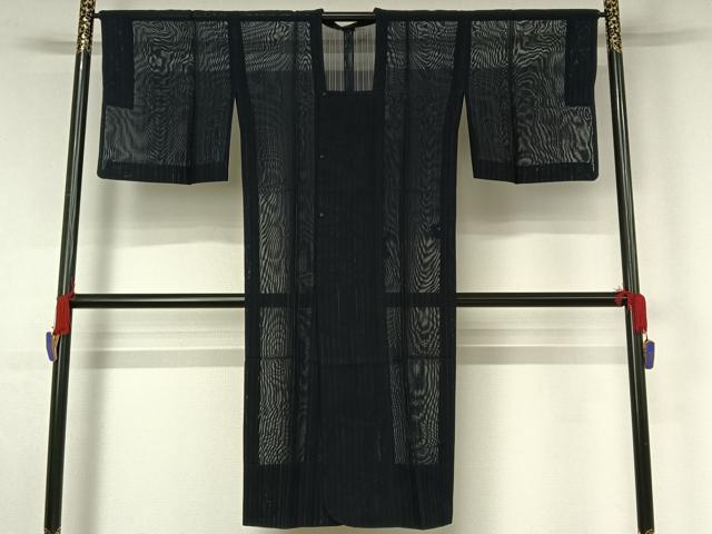 平和屋着物▽道行コート スリーシーズン 春夏秋 塵除け 縞 正絹 逸品 AABG0986jh