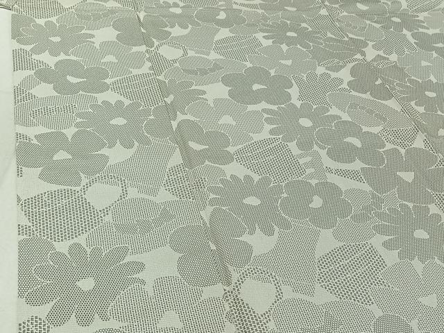 平和屋着物▽お召 単衣 100亀甲 舞花文 正絹 逸品 AABG0993jh