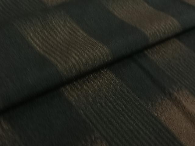 平和屋着物▽お召 単衣 縞 黒地 正絹 逸品 AABG1000jh