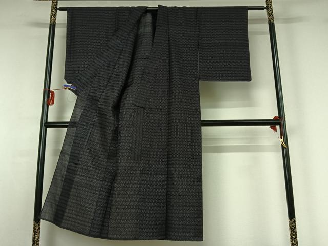平和屋着物▽上質な紬 単衣 十字絣 正絹 逸品 AABG1002jh
