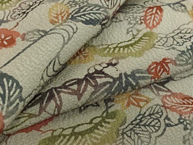 平和屋着物▽上質な小紋 単衣 型染め 松竹梅 正絹 逸品 AABG1008jh