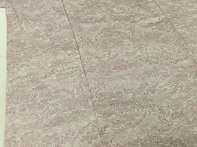 平和屋着物▽上質な小紋 単衣 お召地 流水風景文 正絹 逸品 AABG1010jh