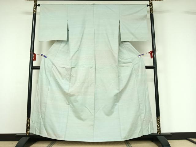 平和屋着物▽紅花紬 米沢 単衣 横段文 正絹 逸品 AABG1012jh