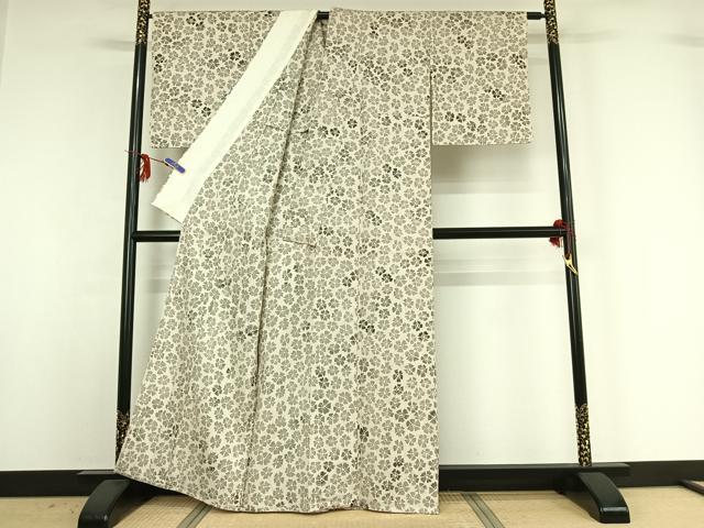 平和屋着物▽生紬 単衣 舞花文 正絹 逸品 AABG1015jh