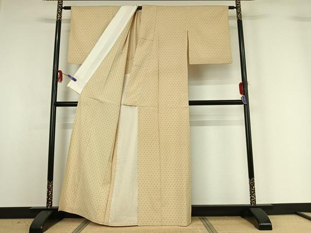 平和屋着物▽本塩沢 単衣 十字絣 正絹 逸品 AABG1018jh