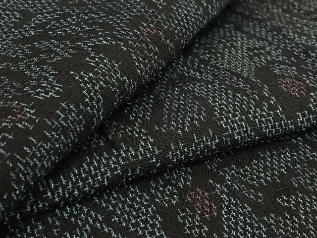 平和屋着物▽お召 単衣 南天文 正絹 逸品 AABG1023jh