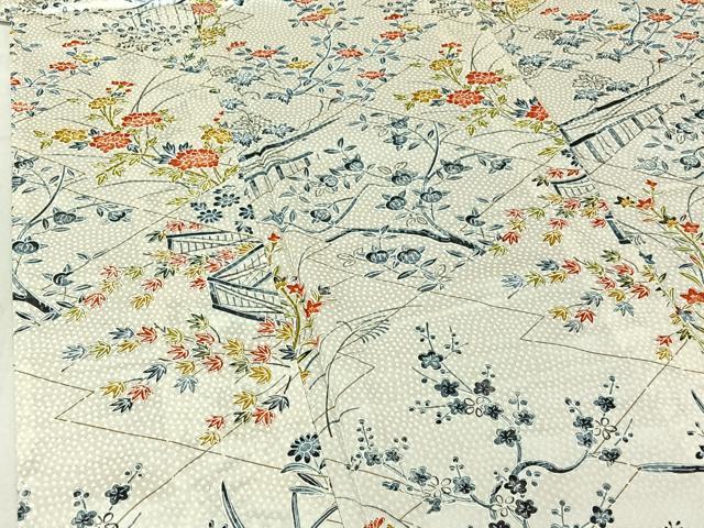 平和屋着物▽上質な小紋 単衣 花籬文 正絹 逸品 AABG1025jh