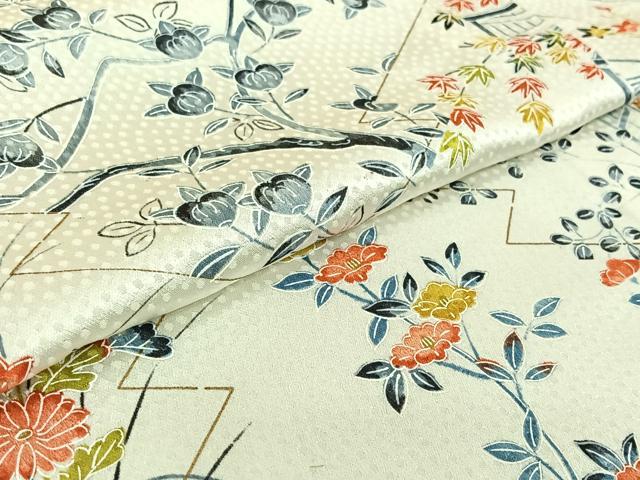 平和屋着物▽上質な小紋 単衣 花籬文 正絹 逸品 AABG1025jh