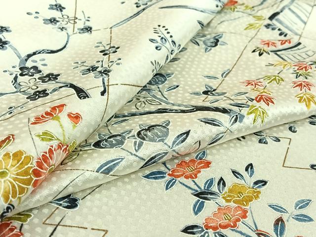 平和屋着物▽上質な小紋 単衣 花籬文 正絹 逸品 AABG1025jh