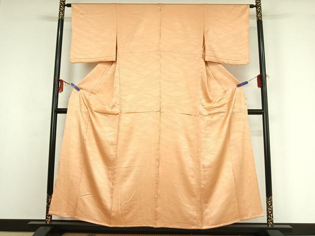 平和屋着物▽上質な色無地 単衣 立波地紋 淡香色 正絹 逸品 AABG1027jh