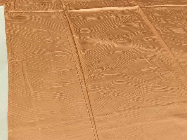 平和屋着物▽上質な色無地 単衣 立波地紋 淡香色 正絹 逸品 AABG1027jh