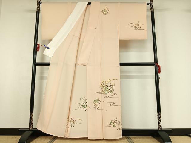 平和屋着物▽訪問着 単衣 地紙流水花文 金彩 正絹 逸品 AABG1030jh