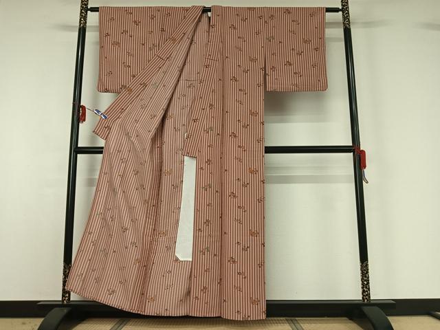 平和屋着物▽小紋 単衣 草花文 洗える着物 AABG1036jh