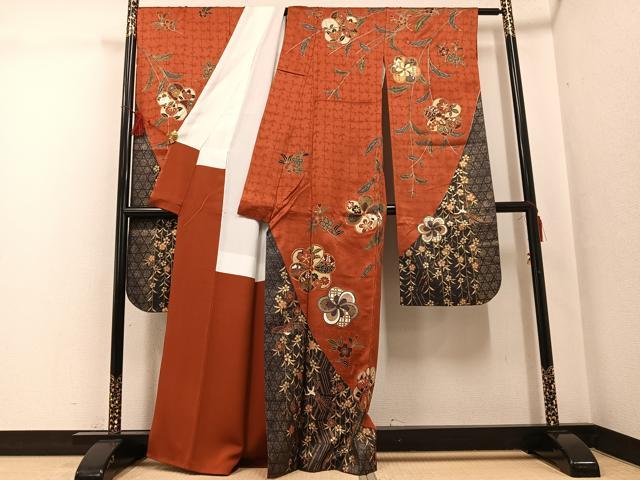 平和屋着物●豪華振袖 駒刺繍 花鳥文 金彩 正絹 逸品 AABG1045ph