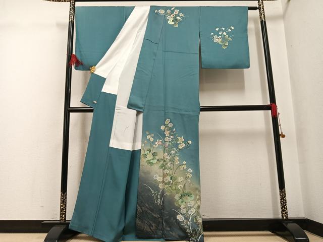 平和屋着物●訪問着 草花文 暈し染め 金彩 さが美扱い 正絹 逸品 AABG1046ph