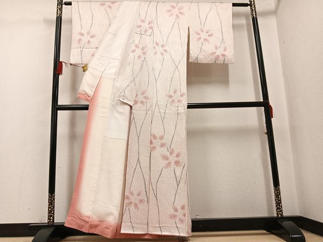 平和屋着物●上質な小紋 総絞り 花尽くし 正絹 逸品 AABG1053ph