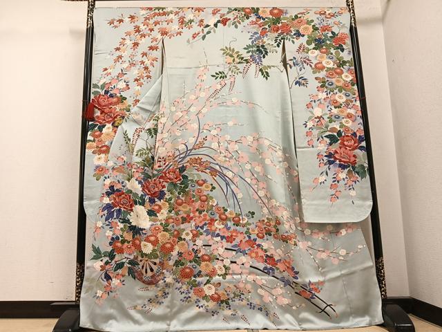 平和屋着物●豪華振袖 友禅 花車文 正絹 逸品 AABG1054ph