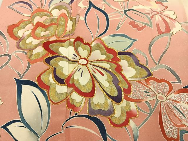 平和屋着物●創業460年・千總 振袖 友禅 駒刺繍 舞花文 暈し染め 正絹 逸品 AABG1055ph