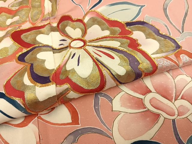 平和屋着物●創業460年・千總 振袖 友禅 駒刺繍 舞花文 暈し染め 正絹 逸品 AABG1055ph
