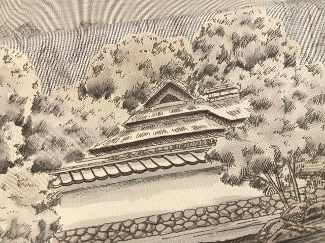 平和屋着物●本場大島紬 訪問着 作家物 手描き 飛鳥寺 正絹 逸品 未使用 AABG1057ph