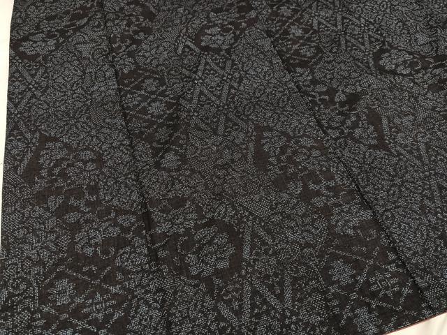 平和屋着物●本場結城紬 重要無形文化財 100亀甲 草花文 正絹 逸品 AABG1059ph