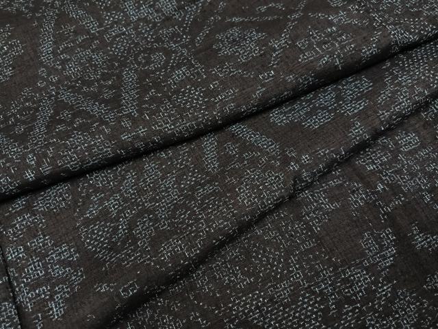 平和屋着物●本場結城紬 重要無形文化財 100亀甲 草花文 正絹 逸品 AABG1059ph