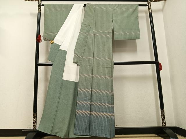 平和屋着物●石川県指定無形文化財 牛首紬 白山工房 手織り 訪問着 横段文 暈し染め 正絹 逸品 AABG1063ph