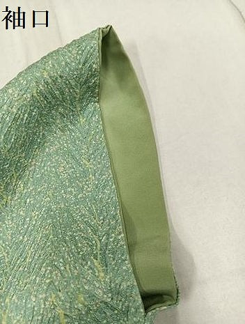 平和屋着物●名門 藤娘きぬたや・杢目絞り 小紋 霞文 正絹 逸品 AABG1064ph