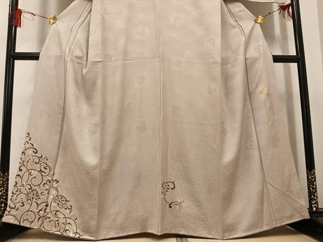 平和屋着物●螺鈿工芸作家 佐野正喜 訪問着 更紗唐草文 金彩 正絹 逸品 AABG1072ph