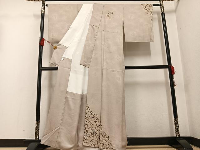 平和屋着物●螺鈿工芸作家 佐野正喜 訪問着 更紗唐草文 金彩 正絹 逸品 AABG1072ph