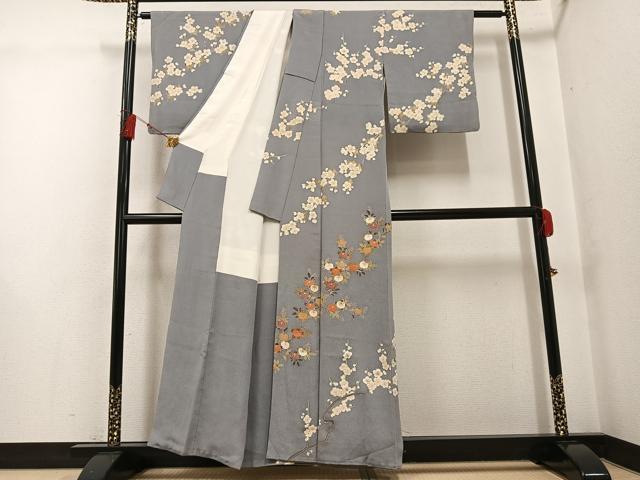 平和屋着物●訪問着 友禅 きもの明日香 草花文 金彩 鬼しぼ縮緬 正絹 逸品 AABG1073ph
