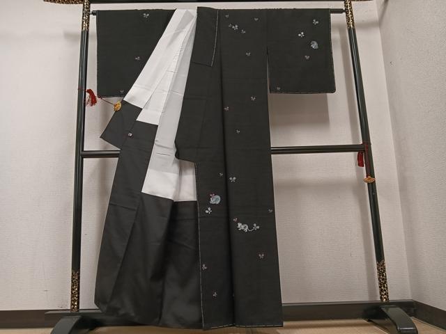 平和屋着物●濡れ描き友禅作家 高橋峰陵 訪問着 手描き 猫 蝶 さが美扱い 正絹 逸品 未使用 AABG1085ph