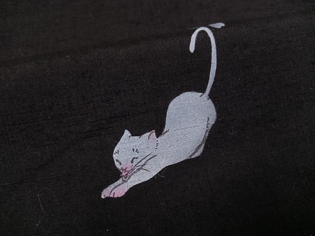 平和屋着物●濡れ描き友禅作家 高橋峰陵 訪問着 手描き 猫 蝶 さが美扱い 正絹 逸品 未使用 AABG1085ph