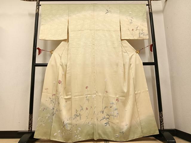 平和屋着物●訪問着 友禅 枝花文 暈し染め 鈴乃屋扱い 正絹 逸品 AABG1086ph