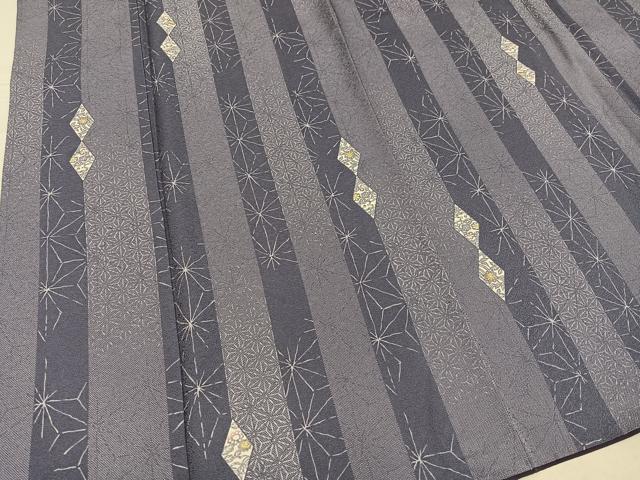 平和屋着物●上質な小紋 麻の葉花間道 正絹 逸品 AABG1091ph