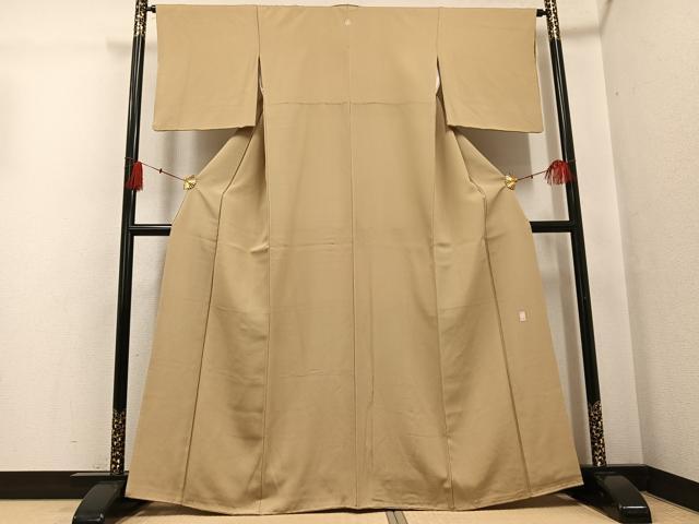 平和屋着物▼上質な色無地 作家物 登茂 枯色 正絹 逸品 AABG1108ph