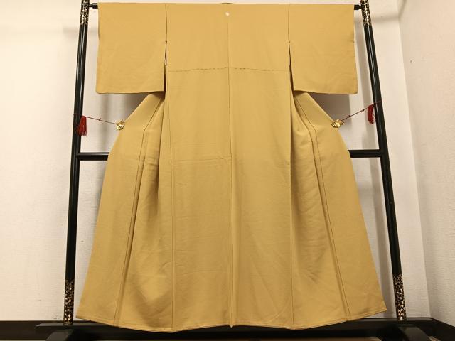 平和屋着物▼上質な色無地 黄朽葉色 正絹 逸品 AABG1119ph