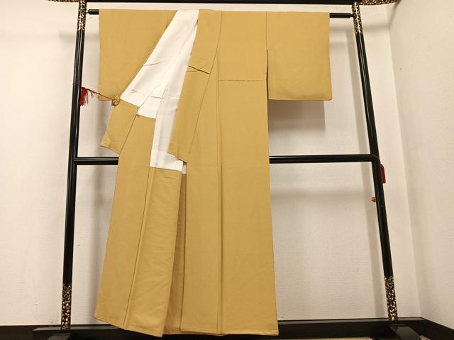 平和屋着物▼上質な色無地 黄朽葉色 正絹 逸品 AABG1119ph