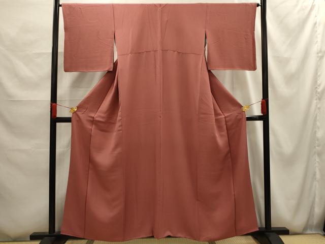 平和屋着物■上質な色無地 紋意匠 蘇芳香色 正絹 逸品 AABG1127sx