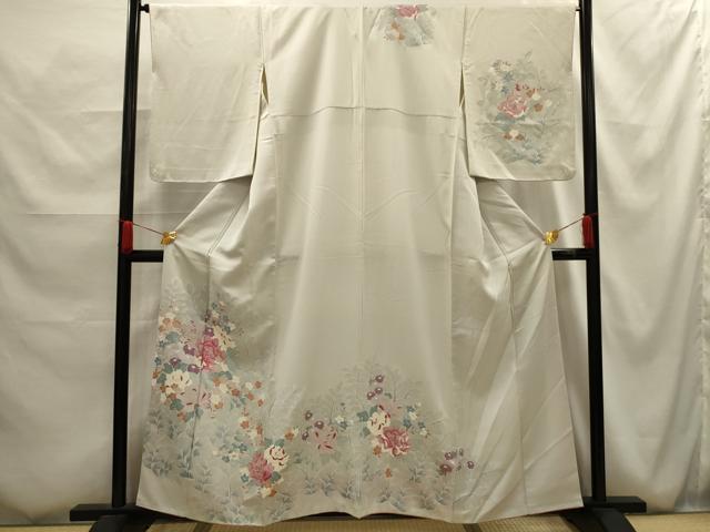 平和屋着物■訪問着 刺繍 草花文 正絹 逸品 AABG1128sx