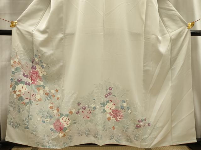 平和屋着物■訪問着 刺繍 草花文 正絹 逸品 AABG1128sx