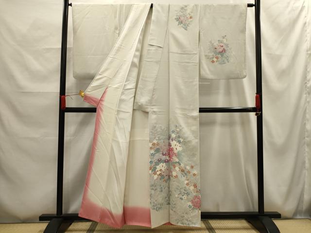 平和屋着物■訪問着 刺繍 草花文 正絹 逸品 AABG1128sx