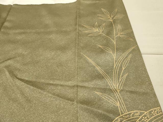 平和屋着物■訪問着 駒刺繍 流水草花文 暈し染め 金彩 正絹 逸品 AABG1130sx